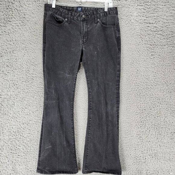 GAP Denim - GAP Jeans Womens 29 Petite Black Stretch Mid Rise Long And Lean Flare